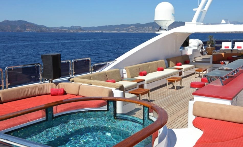 CODE8 164ft Luxury Yacht Rental Dubai Swimming Pool