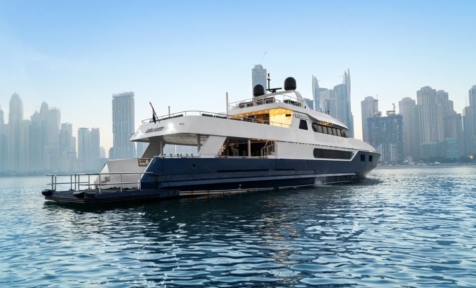 Ocean 141ft Luxury Yacht Rental Dubai Side View