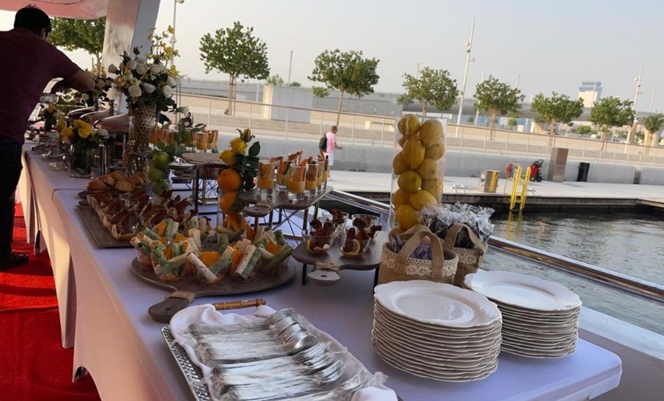 Ocean 141ft Luxury Yacht Rental Dubai Diner Hall
